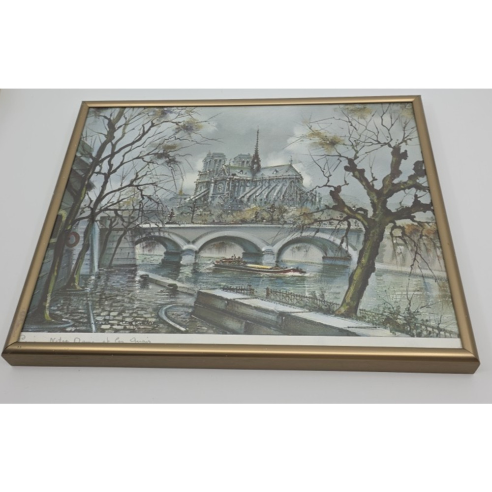 Vintage Maurice Legendre Framed Art Print Notre Dame et les Quais Paris French